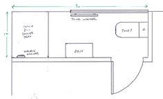 the floor plan for a bathroom with an attached toilet and sink, as well as measurements