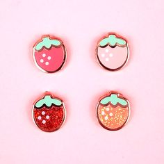 Strawberry Board Filler Pins – Flea Circus Designs Strawberry Board, Circus Design, Backpack Pins, Shirt Pins, Pink Pin, Rainbow Glitter, Kawaii Doodles, Hard Enamel Pin, Cute Pins