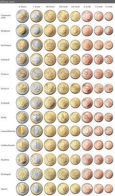 the different types of coins are shown in this diagram, and each one has its own coin