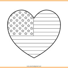 an american flag heart shaped coloring page