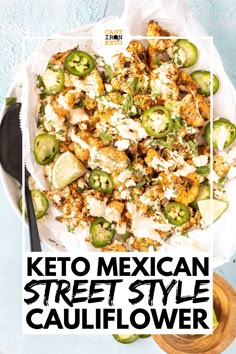 keto mexican street style cauliflower salad on a plate