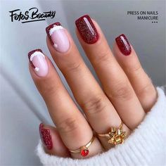 Buy Fofosbeauty Christmas Nails 24pcs Press on False Nails Tips, Square Acrylic Nails, Santa Hats Red at Walmart.com Christmas Powder Nails, Powder Christmas Nails, Christmas Nails Sns, Dip Powder Christmas Nails, Red Christmas Nails Short, Santa Nails, Nail Tip Designs, Seasonal Nails