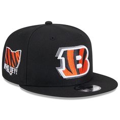 Cheer for the newest members of your favorite team with this Cincinnati Bengals 9FIFTY Snapback Hat from the New Era 2024 NFL Draft collection. This 2024 NFL Draft hat features your squad's embroidered logo with a drop shadow on the front crown and a team-specific regional patch embroidered on the right wear side. The look is completed by an embroidered team-color NFL logo on the center rear of the cap, ensuring no one questions your allegiance to the Cincinnati Bengals.Cheer for the newest memb Logo With A, Nba Hats, Vancouver Whitecaps Fc, Sporting Kansas City, Nfl Logo, Drop Shadow, Nfl Gear, Nfl Draft, Cincinnati Bengals