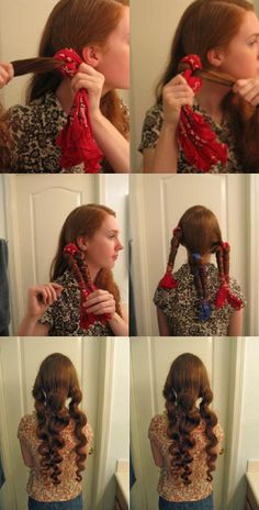 Bandana curls Heat Curls, Diy Curls, Curls Without Heat, Curl Tutorial, Hair Without Heat, Curls No Heat, Twisted Hair, Hair Diy, Natural Wavy Hair