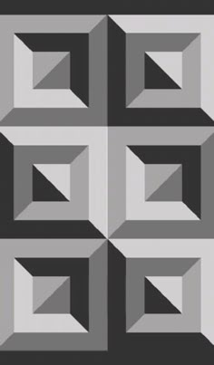 an abstract design with squares and rectangles in black and grey colors on a white background