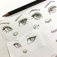 a pencil drawing of eyes and eyebrows with the caption's name below it