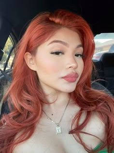 Copper Hair With Red Undertones, Outfits With Ginger Hair, Ginger Hair With Red Highlights, Orange Copper Hair Color, Pink And Burgundy Hair, Copper Hair On Latinas, Dyed Ginger Hair, Honey Red Hair, Natural Red Hair Dye