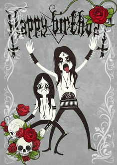 an image of two women with roses and skulls on their backs, one holding her arms up