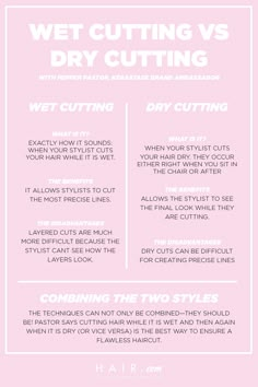 Wet cutting vs dry cutting—it's an age-old debate that always leaves us with more questions than answers. Luckily, we got in touch with a professional stylist to help us put it all to rest. If you need to know which technique works best for your hair, keep reading for the lowdown. Hair Stylist Education, How To Become A Hair Stylist, Cosmetology School Tips, Cosmetology School Notes, Cosmetology School Tips Student, Hair School Cosmetology, Cosmetology Notes, Hairstylist Education, Cosmetology State Board Exam