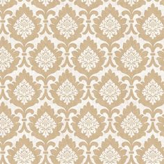 a beige and white wallpaper with an ornate design