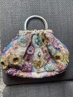 Clara Kasavina Beaded Handbag | eBay Luxury Handheld Beaded Shoulder Bag, Embellished Clutch As Fashion Accessory, Embellished Clutch Bag As Fashion Accessory, Luxury Beaded Bags For Everyday Use, Elegant Multicolor Handheld Satchel, Everyday Beaded Pouch Bag, Beaded Top Handle Bag For Shopping, Beaded Top Handle Bag As Fashion Accessory, Chic Hand Embellished Party Bags