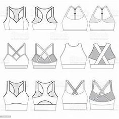 an image of women's bras and tops in different styles royalty illustration on white background