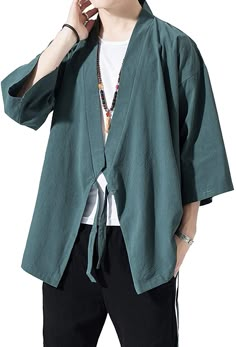 Summer Jackets For Women Casual Cotton, Kimono Fashion Men, Cotton Fashion, Men's Kimono, Kimono Linen, Mens Kimono, Men Kimono, Man Kimono Fashion, Kimono Jacket For Men