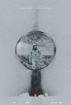 the poster for intersteellar shows an astronaut standing in front of a snow globe