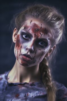 Halloween Zombie Zest makeup inspired by zombie apocalypse Zombie Female Costume, Zombie Doctor Makeup, Halloween Burn Makeup, Zombie Eye Makeup, Zombie Woman Costume, Halloween Scar Makeup, Asylum Makeup, Zombie Cowgirl