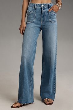 Find PAIGE Anessa High-rise Wide-leg Jeans on Editorialist. 98% cotton, 2% elastane Front welt pockets Back patch pockets Front zip Machine wash Imported Anessa High-Rise Wide-Leg Jeans by PAIGE in Blue, Women's, Size: 16W, Cotton/Elastane Preppy Jeans, Patch Pocket Jeans, High Rise Wide Leg Jeans, Winter Closet, Blue Fits, Paige Jeans, Paige Denim, Womens Jeans, 50 Fashion