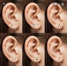 four pictures of the same person's ear with different positions to put on them