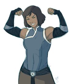 a drawing of a woman flexing her muscles with both hands and arms behind her head