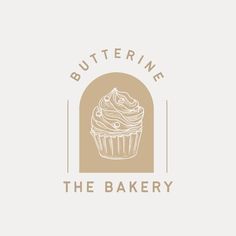 the bakery logo with a cupcake on it's front and bottom corner in beige