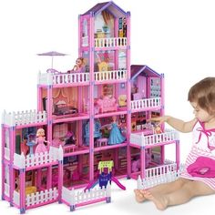 Other furniture and accessories as picture as shownFeatures: Dream castle dollhouse: This dream dollhouse for kids features 5 stories, 13 rooms with different styles, including bed, dressing table, hanger, sofas, dining table, chairs, bathtub, toilet, washbasin, fences, umbrella, and many more. In addition, there are many doll accessories, including slides, sofas, tables, lamps, dressing tables, beds, etc. Children can move the furniture and decorate their own princess castle dollhouse into thei Dolls Furniture, Light Strip, Pretend Play, For Girls, Doll House, For Kids, Toys, Building