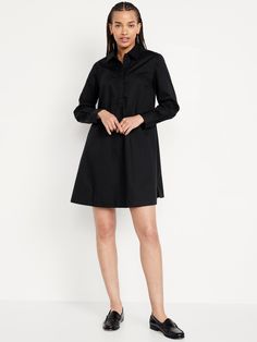 spread collar long sleeves buttoned cuffs buttoned placket pullover style loose swing fit hits at thigh models are approx.  5'9" and wear sizes s (4), l (12), and xl (18)machine wash according to the care instruction label  . Best Holiday gift for Women , perfect Dresses for Christmas! Old Navy Shirt Dress, Black Button-up Shirt Dress For Work, Casual Office Clothes, Black Fitted Button-up Shirt Dress, Black Button-up Mini Dress With Buttons, Women's Business Casual, Black Relaxed Fit Button-up Shirt Dress, Office Clothes, Office Casual Outfit