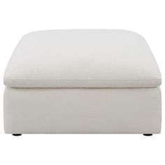 a white foot stool sitting on top of a white floor