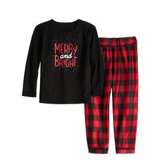 A cozy Buffalo plaid design makes these Jammies For Your Families pajamas a fun and festive way for you crew to show off their holiday spirit.A cozy Buffalo plaid design makes these Jammies For Your Families pajamas a fun and festive way for you crew to show off their holiday spirit.FEATURES 2-piece set includes: top & bottoms Top: crewneck, long sleeves Bottoms: elastic waistband Soft jersey construction Hook & loop closure at shouldersFinished seams loops at waistbandFABRIC & CARE Polyester Fo Cuddle Duds, Christmas Jammies, Flannel Pajama Sets, Cuddl Duds, Plaid Top, Family Pajamas, Pajama Bottoms, Plaid Design, Plaid Tops