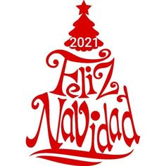 a red christmas tree with the word fiz navidad written in spanish on it