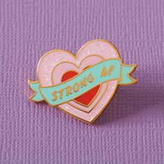 Strong AF Enamel Pin // Mental Health Chronic Illness | Etsy Best Friend Necklaces, Friend Necklaces, Hard Enamel Pin, Cute Pins, Chronic Illness, Case Stickers, Phone Case Stickers, Lapel Pin, Star Signs