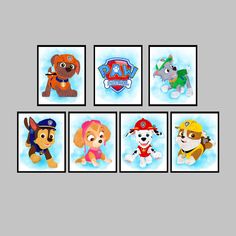 the paw patrol wall art prints are available in multiple sizes and colors, including one for each child's room