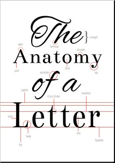 the anatomy of a letter in black and white