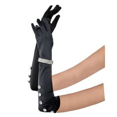 SUIT YOURSELF COSTUME CO. Costume Accessories Long Black Satin Gloves with Rhinestone Bracelet for Adults 809801709606 Rhinestone Gloves, Long Black Gloves, Roaring 20s Fashion, Satin Gloves, Sports Costume, Fall Fashion Skirts, Fashion Gloves, Lace Mask, Roaring 20's