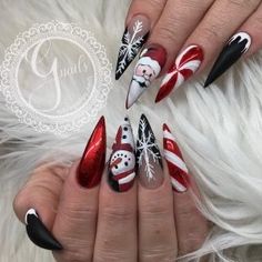 Red And Black Christmas, Cute Christmas Nails, New Nails, Christmas Nail Art Designs, Nails White, Super Nails, Red Candy