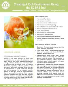 Creating A Rich Environment Using the ECERS tool - Nature & Science (English Version) Ece Activities, Child Development Theories, Early Childhood Education Resources, Emergent Curriculum, Rating Scale, Learning Stories, Stem Ideas, Prek Classroom, Early Childhood Learning