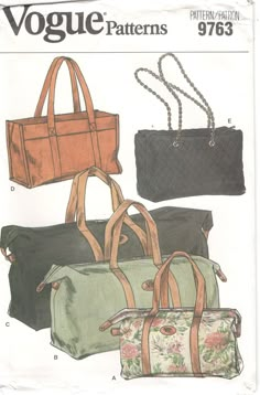 an advertisement for purses and handbags from the catalog, vologue patterns