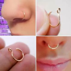 four pictures of different types of nose piercings