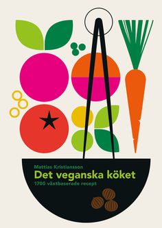 an advertisement for the diet veganska koket with vegetables and chopsticks