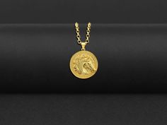 Horse Medallion Necklace in Solid Gold, Animal Coin Necklace in 14K Yellow Gold, Solid Gold Charm For Son, Lucky Pendant Introducing our stunning Solid Gold Necklace - the perfect gift for that special someone in your life. These necklace are handcrafted with the finest attention to detail, ensuring you receive a truly unique piece of jewelry. These elegant necklace feature a stunning design that is both timeless and fashionable, making them the perfect accessory for any occasion. They are made from solid gold, which means they are durable and long-lasting, so you can enjoy them for years to come. With their timeless design and high-quality craftsmanship, these necklace are sure to become a staple in your jewelry collection. So why wait? Treat yourself or your loved one to a pair of these Horse Medallion, Solid Gold Charms, Solid Gold Necklace, Medallion Necklace, Elegant Necklace, 14k Gold Necklace, Timeless Gifts, Elegant Necklaces, Coin Necklace