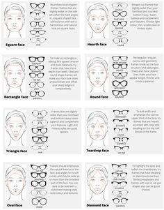 Frames For your Face Shape Frames For Long Faces Glasses, Oblong Face Eyeglasses, Types Of Sunglasses Face Shapes, Glasses For Face Type, Glasses Frames For Women Triangle Face, Different Types Of Glasses Frames, Best Glasses Shape For Oval Face, Glass Frame For Oval Face, Glasses For Pear Shaped Face