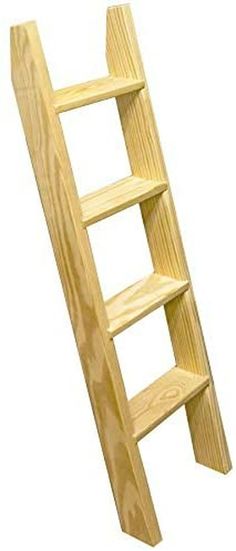 a wooden ladder that is leaning up against the wall