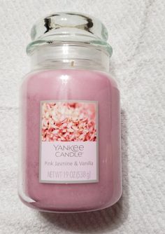 Yankee Candle - Pink Jasmine & Vanilla - 19 oz Jar About the Candle: Indulge in a truly luxurious fragrance experience with this rare Yankee Candle in Pink Jasmine & Vanilla. This hard-to-find scent is a beautiful blend of soft, floral jasmine paired with the rich, creamy warmth of vanilla. The combination creates a soothing and enchanting aroma that fills your space with elegance and calm. Key Features: Size: 19 oz (538 g) Burn Time: Approximately 65-90 hours Fragrance: A perfect harmony of pink jasmine petals and smooth vanilla, offering a warm, sweet floral aroma. Condition: New, unopened, and preserved in perfect condition to ensure the highest quality fragrance experience. Rare and Discontinued:This Pink Jasmine & Vanilla candle is no longer in production, making it a rare find for Ya Pink Jasmine, Candle Picture, Vanilla Candle, Garden Candles, Pink Candles, Soft Floral, Perfect Harmony, Sweet Floral, Yankee Candle