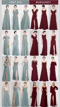 bridesmaid dresses in different colors and styles