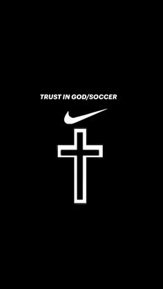 a black and white photo with the words trust in god's soccer on it