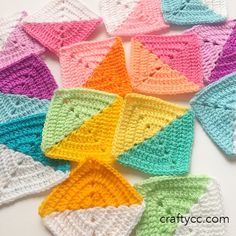 there are many crocheted squares arranged together