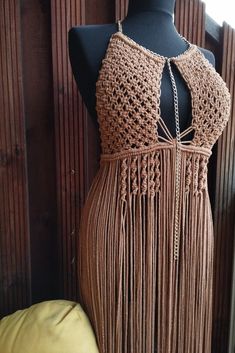 "You can wear this beautiful hand made dress as a beach wear, festival dress, etc. This boho dress is S-M size Model dimensions: Bust 31\", Waist 24\", Hip 35\"     NOTE: The dress could be only hand washed, just steam ironing. If you have an other size, please text me your dimensions I can make it with your dimensions. Also you can choose a custom color of this beach dress." Handmade Beachwear Party Dresses, Spring Festival Brown Boho Dress, Handmade Fitted Hippie Dress, Sleeveless Fringe Mini Dress For Festivals, Handmade Sleeveless Hippie Dress, Handmade Sleeveless Bohemian Dress, Sleeveless Brown Fringe Dress, Spring Hippie Fringe Dresses, Sleeveless Brown Dress With Fringe