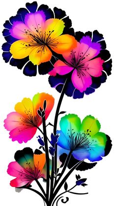 colorful flowers on a white background