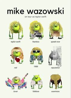 an advertisement for mike wazowkski's album, featuring the characters from monsters