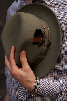 The Ayden Fedora offers a timeless and sophisticated style, blending vintage charm and modern appeal. Its intricate design is carefully crafted with precision and care, complete with a Matching Satin Grosgrain Band and a hand-crafted feather bundle. Classic Fedora Felt Hunting Hat, Wool Fedora With Curved Brim For Western-themed Events, Luxury Gentleman’s Fedora With Flat Brim, Rugged Leather Wide-brim Fedora, Bow Tie Pants, Men's Fedoras Hats Over $275.00, Crystal Dress, Black Shirt Dress, Tie Knots