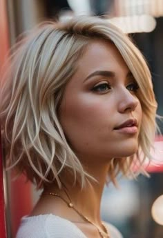 Charissa Thompson Hair, Med To Short Hair Styles, Short Layered Hair Women, Short Haircut Round Face Women, Dark Blonde Bob Hairstyles, Short Hair For Thinner Hair, Hair Types Drawing, Short Hair Wavy Styles, Hair Types Chart