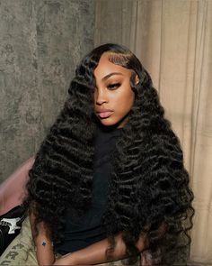 #wigs #hairstyles #explore Crimped Hair, Deep Wave Hairstyles, Baddie Hairstyles, Hair Weave